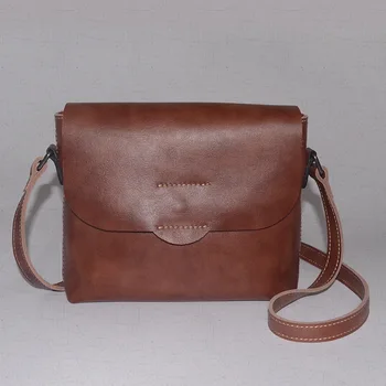

2020 new casual retro first layer cowhide small square bag leather simple ladies diagonal shoulder bag
