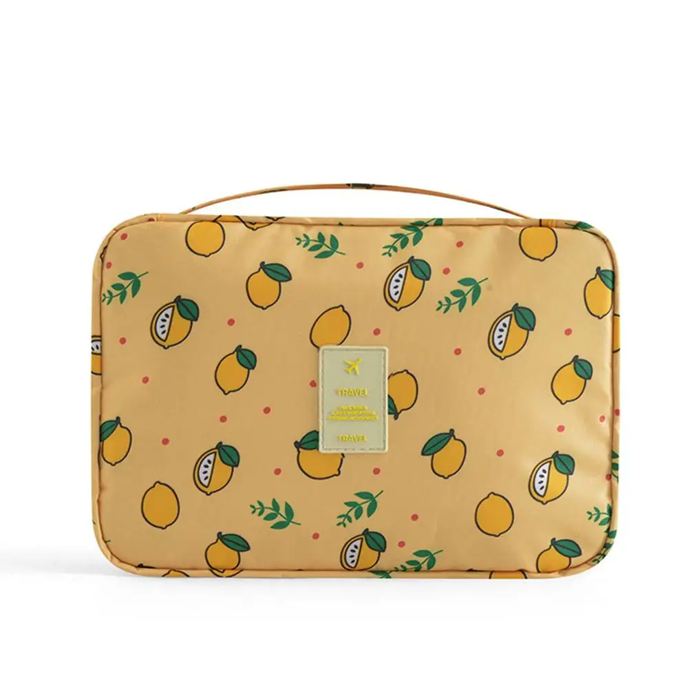 Многофункциональные сумки для макияжа с принтом Портативные водонепроницаемые дорожные сумки для ванной комнаты с вешалкой-крючком - Цвет: Yellow lemon