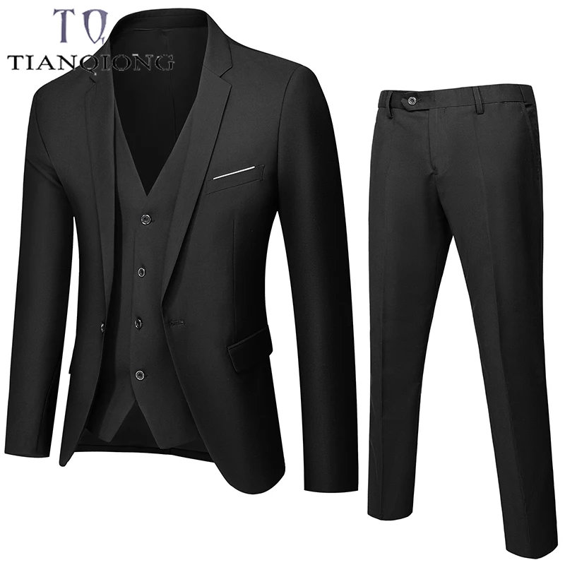 

TIAN QIONG Men Suits 2024 Fahion Suits Men Wedding Suit 3 Pieces Suit (Jacket+Pants+Vest) Mens Slim Fit Blazer Multi-color