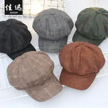 MISSKY осенние и зимние винтажные мужские и женские повседневные клетчатые береты женские шапки мужские шапки