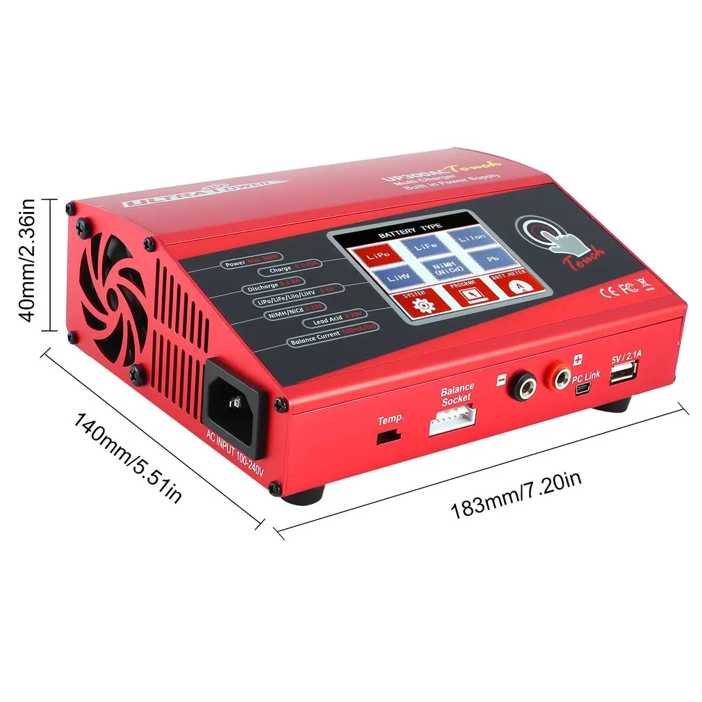 UP300AC Высокая мощность Touch 300 Вт 1-6S LiIo/LiPo/LiFe/LiHV/NiCd/NiMH Зарядное устройство для баланса аккумулятора Dis зарядное устройство для радиоуправляемого дрона ht