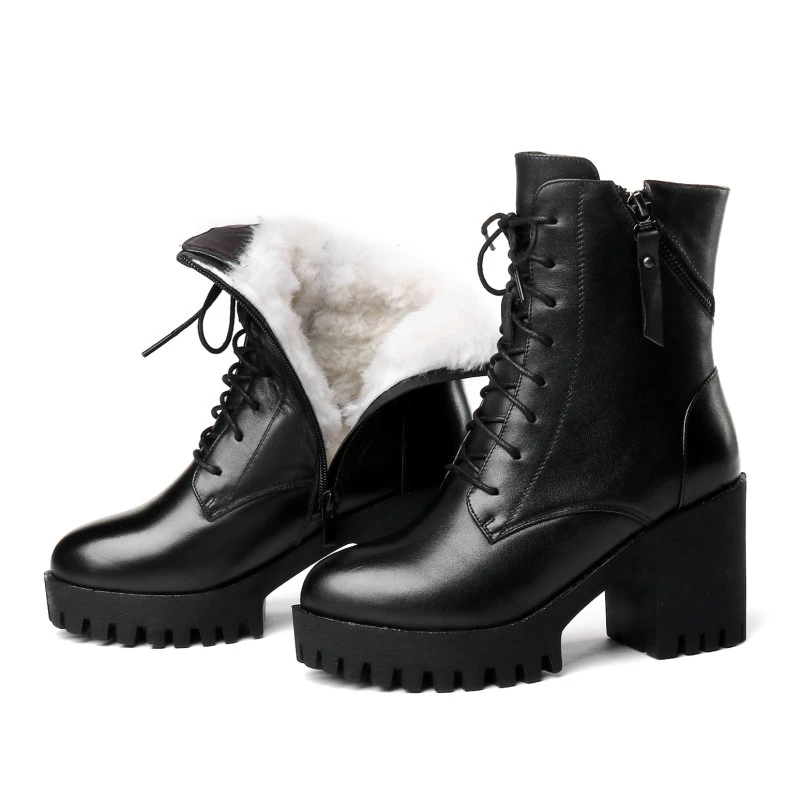 Women Shoe Bare-Boots AIYUQI Natural-Wool Winter Genuine-Leather Warm New