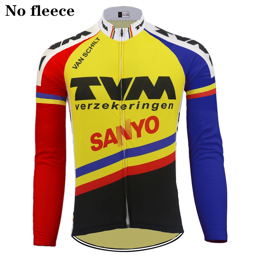 Hot classic retro cycling jersey Men long sleeve cycling clothing winter fleece and Spring Autumn thin MTB maillot ciclismo ALL - Цвет: no fleece