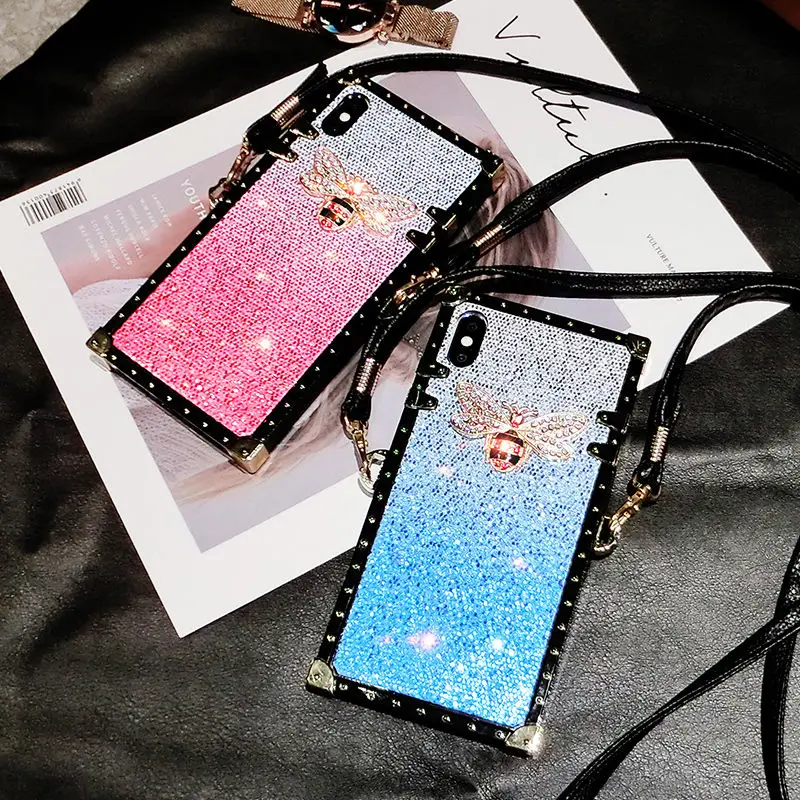 Градиентный Чехол ремешок для Huawei P30 P20 Pro роскошный блестящий чехол с