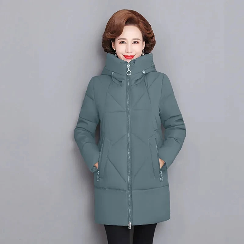 2025 New Winter Padded Jacket Mother Mid-Aged and elderly female Long Cotton-Padded Jacket Thick Parkas Mother Down Cotton Coat