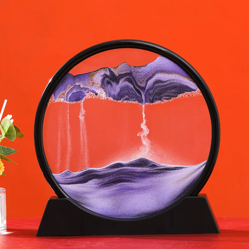 Moving Sand Art Picture Round Glass 3D Deep Sea Sandscape In Motion Display Flowing Sand Frame Sand Painting 