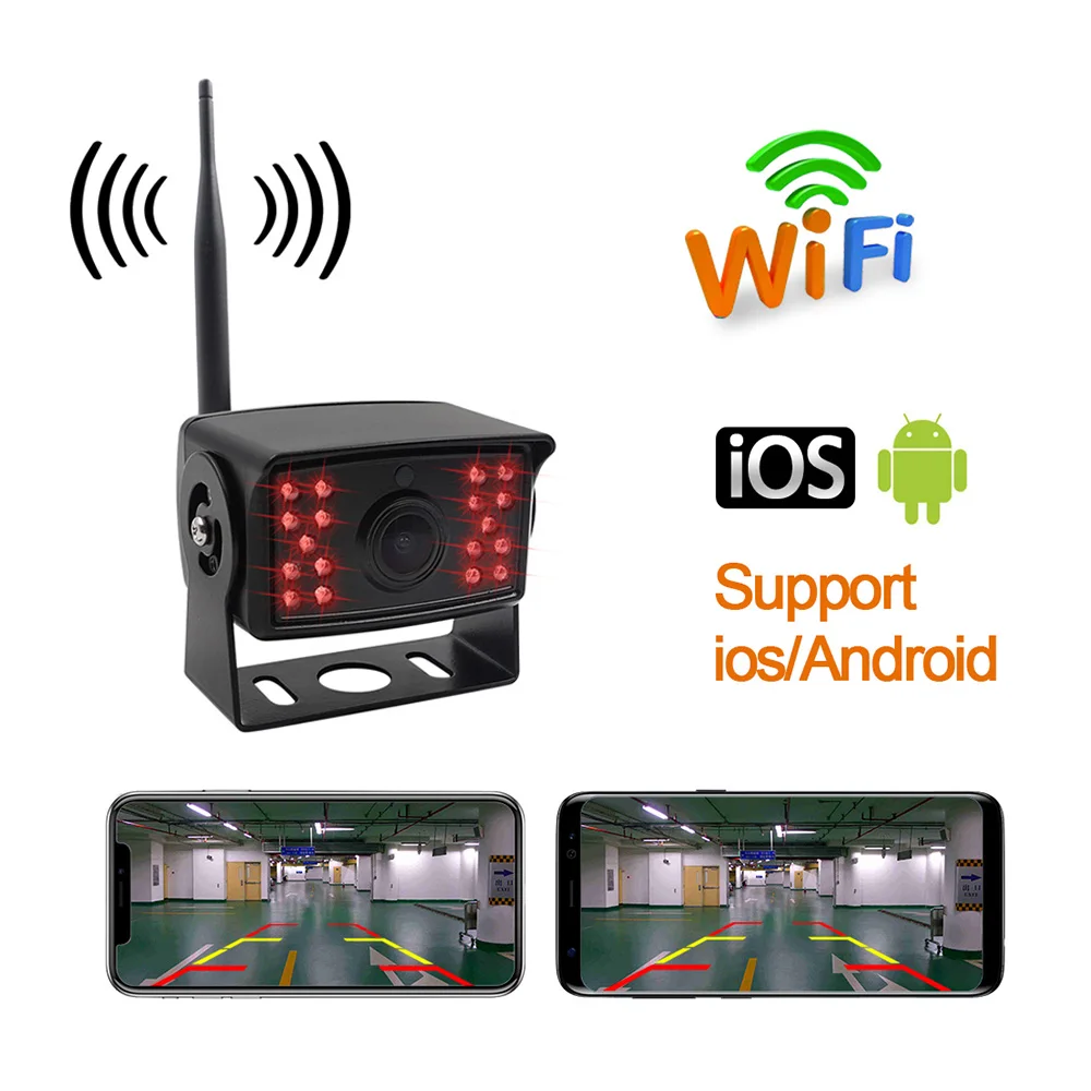 Carsanbo Wireless WIFI Vehicle Backup Camera for Bus Truck Trailer School Bus RV Camper Work with IOS Iphone and Android Devices