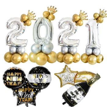 

Happy New Year 2021 Decorations Black Wine Bottle Helium Globos Foil Balloons for Merry Christmas Eve Home Navidad Party Supplie