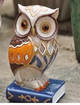 

Garden country owls painted garden gardening terrace fun decorating gift horse Animal Sculpture statue carving Home Decoration