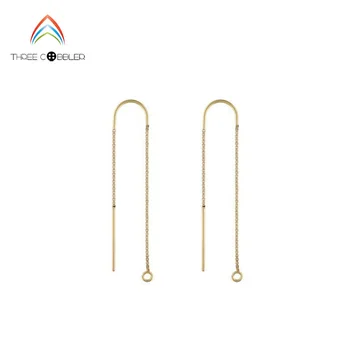 

box Chain Ear U Threader Drop With Open Ring Earring Components 14K Yellow Gold Filled Wholesale BULK DIY Jewelry Finddings