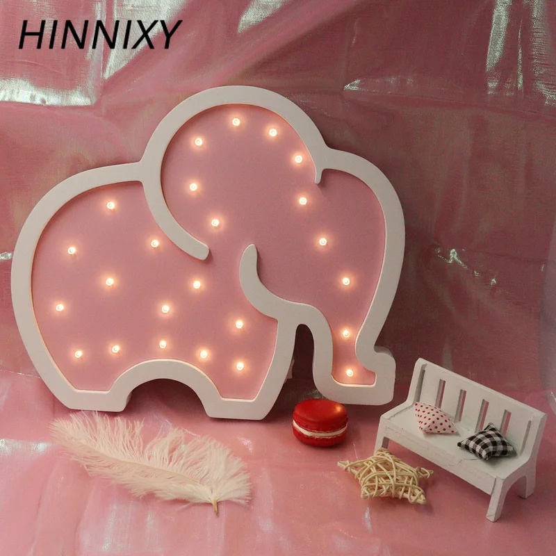 Hinnixy 3D деревянный слон ночной Светильник для детей, для спальни, настенный светильник для дома, в форме животного, Детская прикроватная лампа для сна