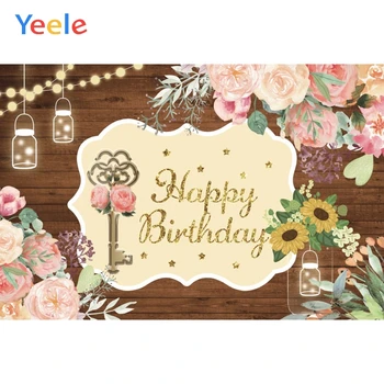 

Yeele Wooden Boards Flowers Light Lamp Birthday Party Decor Baby Photographic Backgrounds Photography Backdrops For Photo Studio