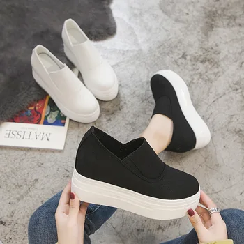 

2020 Season Women's Shoes Canvas Inside Increase Leisure Lazy Shoes Female Gao With Round Head Wenzhou Women's Singles Shoes