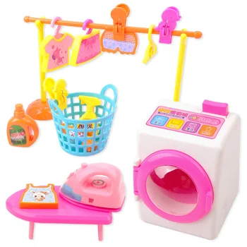

Mini makeup brush cleaning electric pink washing machine toys pretend play kids toys children Furniture Toys Children's Toy D221