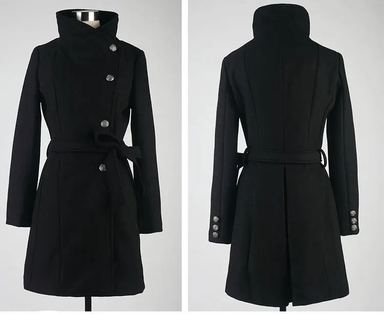 Новинка, Женское шерстяное пальто, пальто с длинным рукавом, модная осенне-зимняя куртка, приталенная