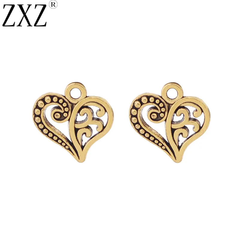 

ZXZ 30pcs Antique Gold Tone Love Heart Charms Pendants Beads for Necklace Bracelet DIY Jewelry Making Findings