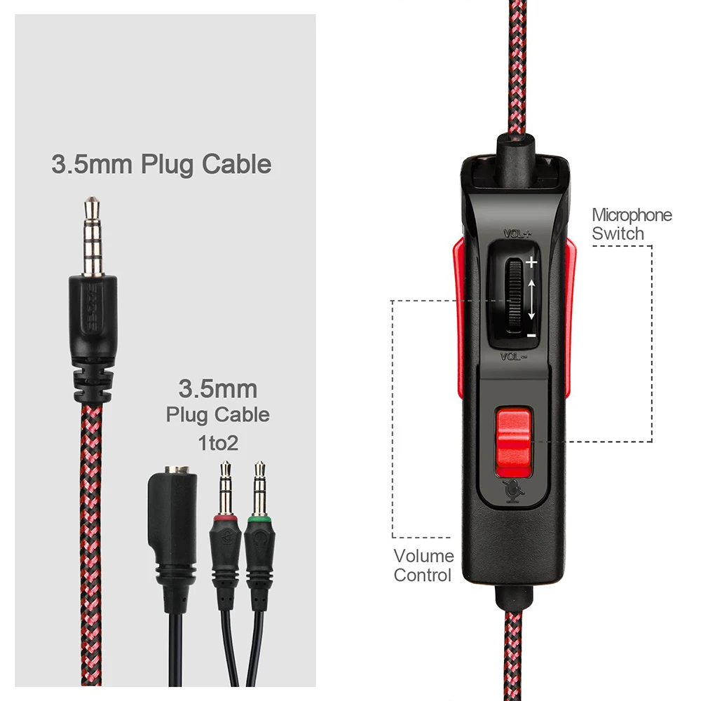 SADES SA-920 Plus, проводные Игровые наушники 3,5 мм, игровая гарнитура с микрофоном, наушники с регулятором громкости для ПК, ноутбуков, смартфонов