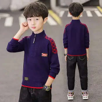 

New Fashion Kids Turtleneck for Teenage Boys Vintage Style Kids Autumn Clothes Elegant Children's Knitwear Sweater For 5-14 Year
