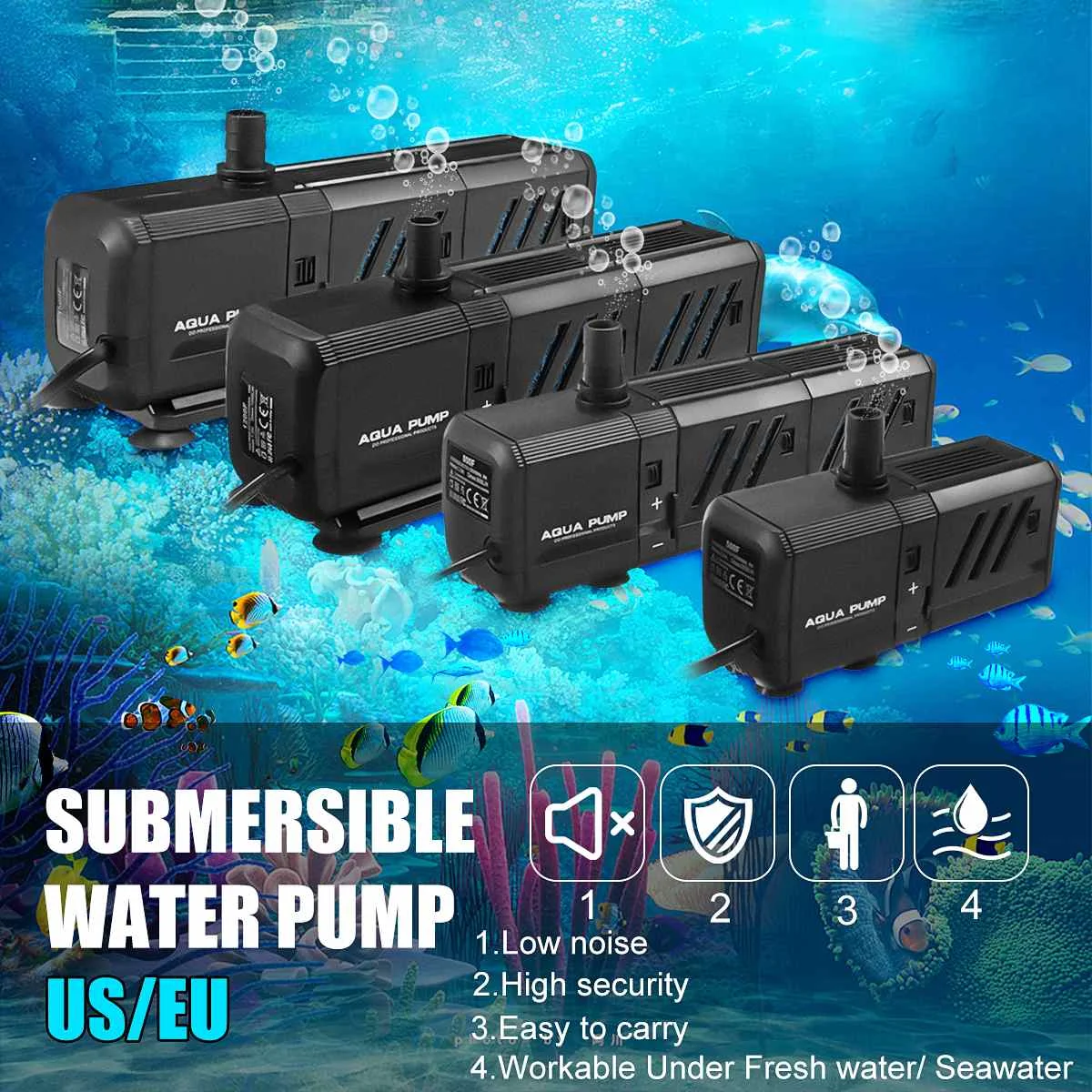 

Water Pumps Draw Water/Filter/Increase Oxygen/Wave Making Submersible Pump For Aquarium Fish Tank Pond Pumps Fountain US EU Plug