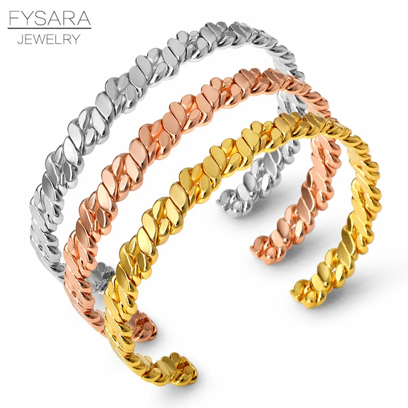 FYSARA, винтажные витые браслеты, дизайн цепи, браслеты для женщин, золотой цвет, регулируемые Открытые Браслеты-манжеты, мужские минималистичные ювелирные изделия