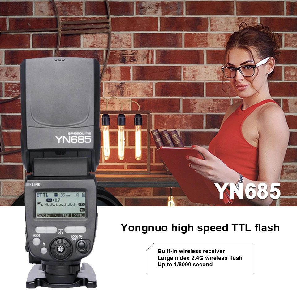 YONGNUO YN685 N/C Flash HSS 2.4G GN60 Wireless Master/Slave Speedlite TTL Speedlight for Canon Nikon Camera 5D4 60D 70D D600 D80