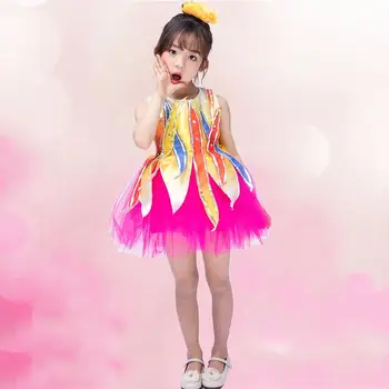 

Children's day performance girls modern dance sequin mesh dress students fluffy performance children's clothing