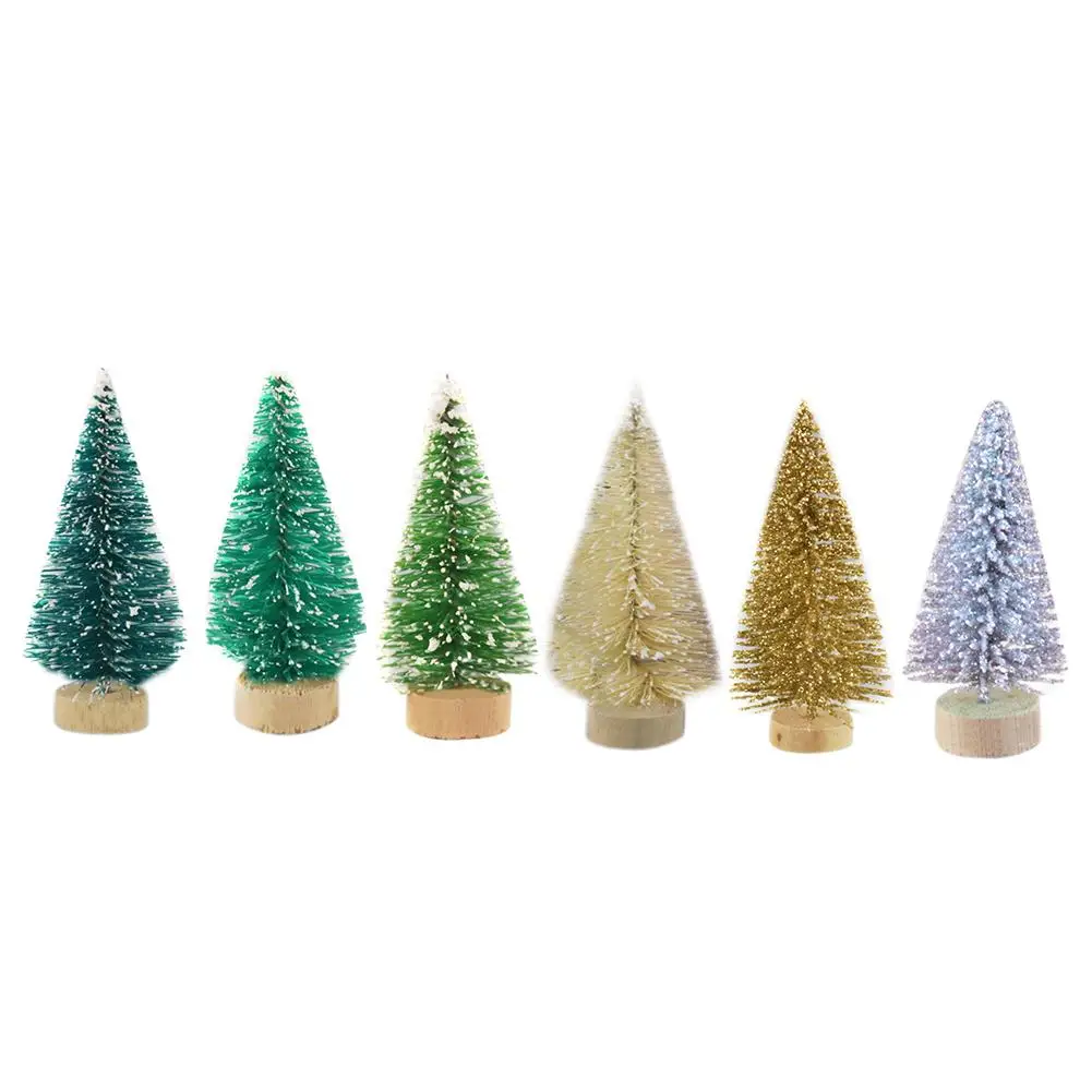 12pcs Mini Christmas Tree Pine Tree DIY Christmas Decorations For Home Table Navidad Xmas Ornaments New Year Decor Kids Gift