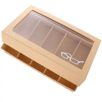 

5 Slot Kraft Paper Eyeglass Box Sunglass Storage Container Transparent Window Glasses Display Case Storage Organizer for Display