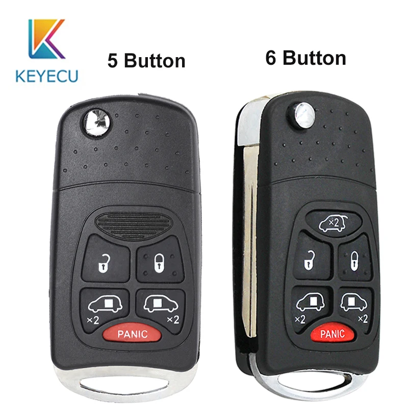 

KEYECU 4+1 / 5/ 5+1 / 6 Button Remote Flip Key Shell Case for Chrysler 300 Sebring PT Cruiser for Dodge Ram Durango for Jeep
