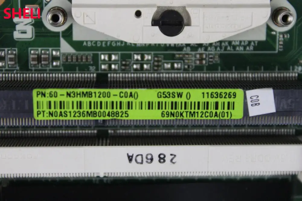 SHELI для ASUS G53SX VX7 VX7S G53SW G53S материнская плата ноутбука RAM основная REV2.0 100% тестовая