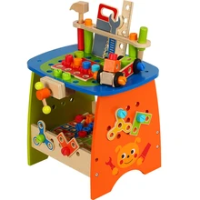 90 шт./компл. деревянный пазл для детей Deluxe верстак вид инструмент для ремонта стол развивающий игровой игрушка в подарок для детей, для мальчиков