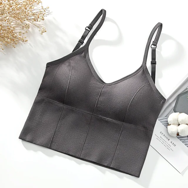 U-shaped Back Bra Tube Top Women Crop Top Daisy Pattern Sexy Lingerie Bra Sports Fashion Street Top gray