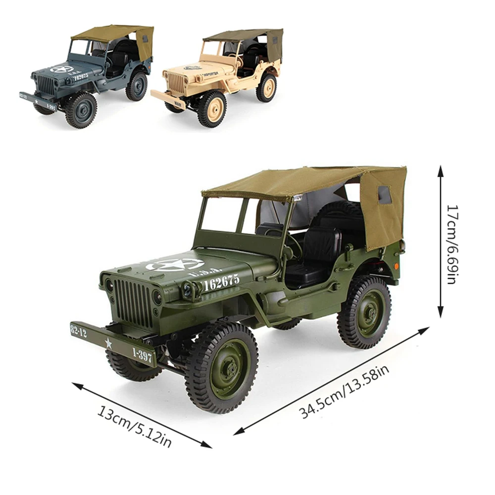 1/10 RC Автомобиль 2,4G 4WD дистанционное управление игрушечные джипы четыре колеса внедорожный военный альпинистский автомобиль армейский литой автомобиль военный автомобиль