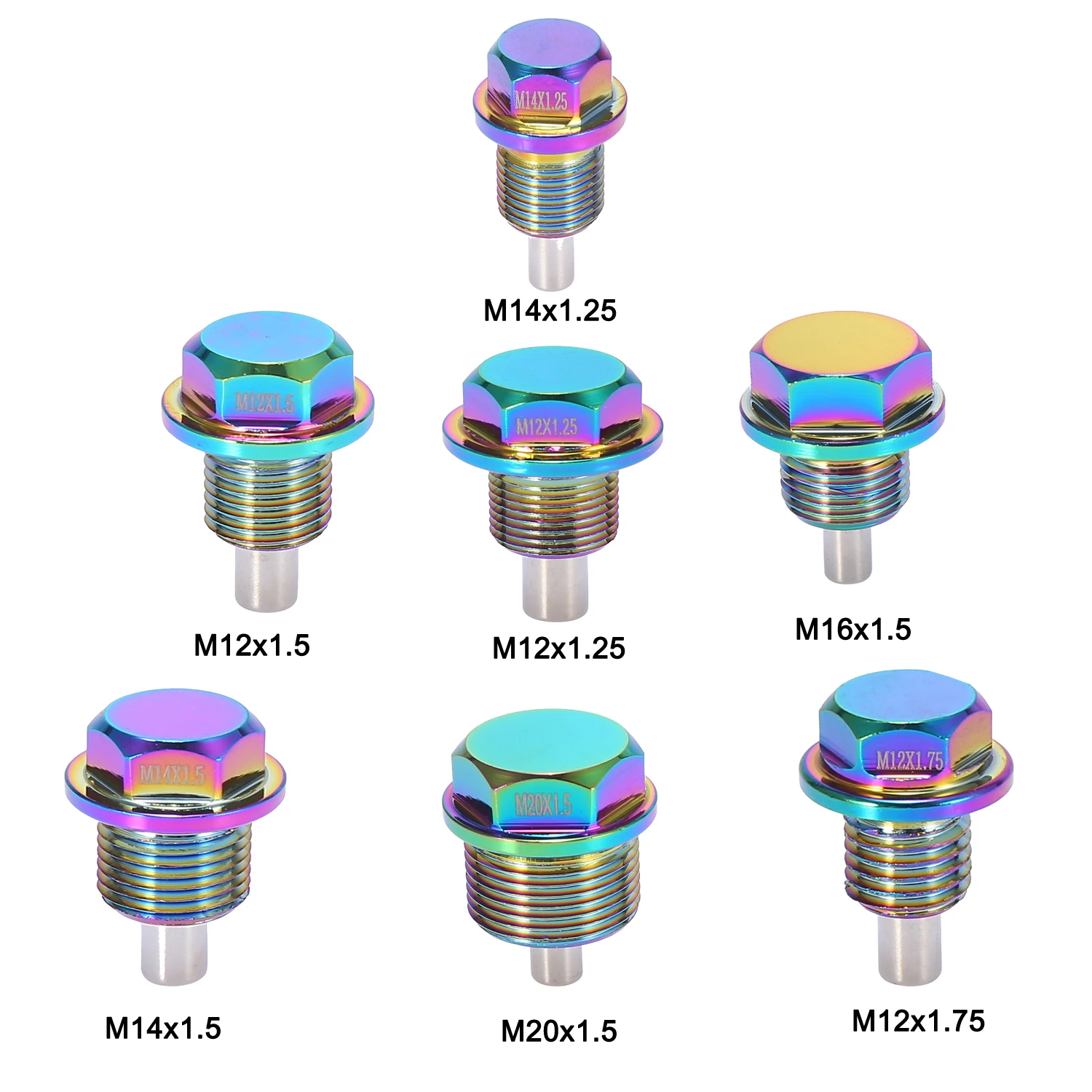 Uxcell M14x1.25 멀티 컬러 마그네틱 오일 드레인 플러그 섬프 팬 드레인..
