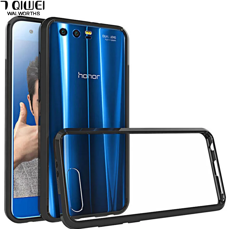 

B For Huawei Honor 9 Case Hot Crystal Hybrid Bumper Clear Hard Acrylic Back Phone Cases for Huawei Honor 6X 5X 7X 8 9Lite P9