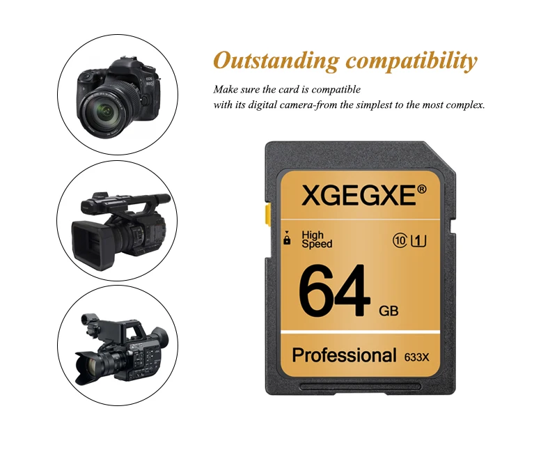 XGEGXE 64GB Camera Memory Card 32GB Class 10 High Speed 4GB 8GB 16GB UHS-1 Professinonal Flash Card For Camera