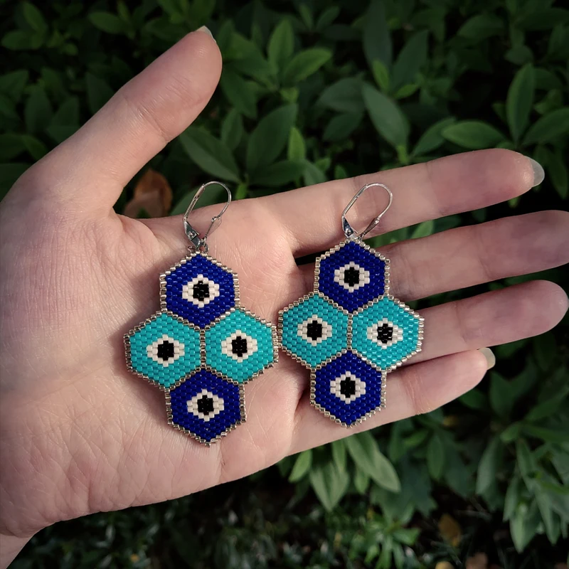 Fairywoo Bohemian Evil Eye Earring Hot Sale Delica Miyuki Bead Jewelry New Handmade Earrings Free shipping Wholesale Accessory | Украшения
