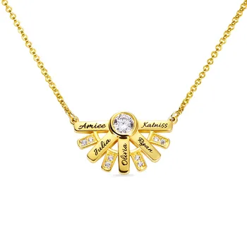 

Uonney Dropshipping Personalized "You Are My Sun Shine" Birthstone Necklace Stunning Sun Necklace With Birthstone