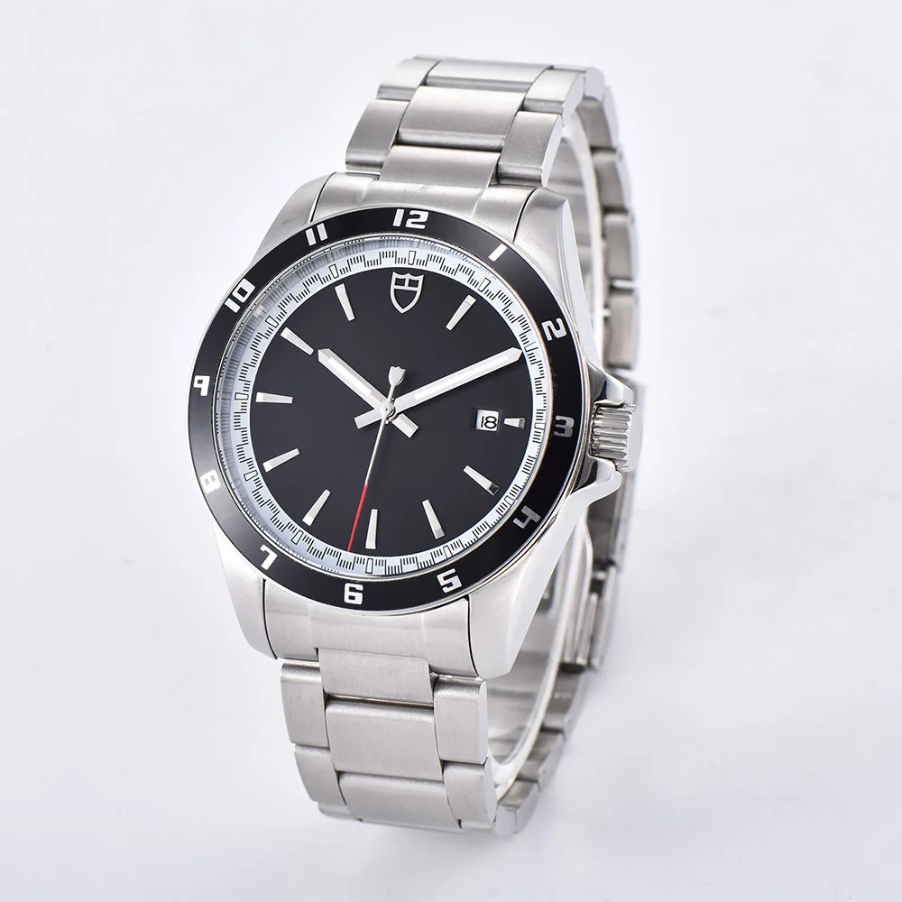 

Men's watch automatic movement 43mm luminous hand new 2019 brushed steel bracelet case aluminum frame 3113