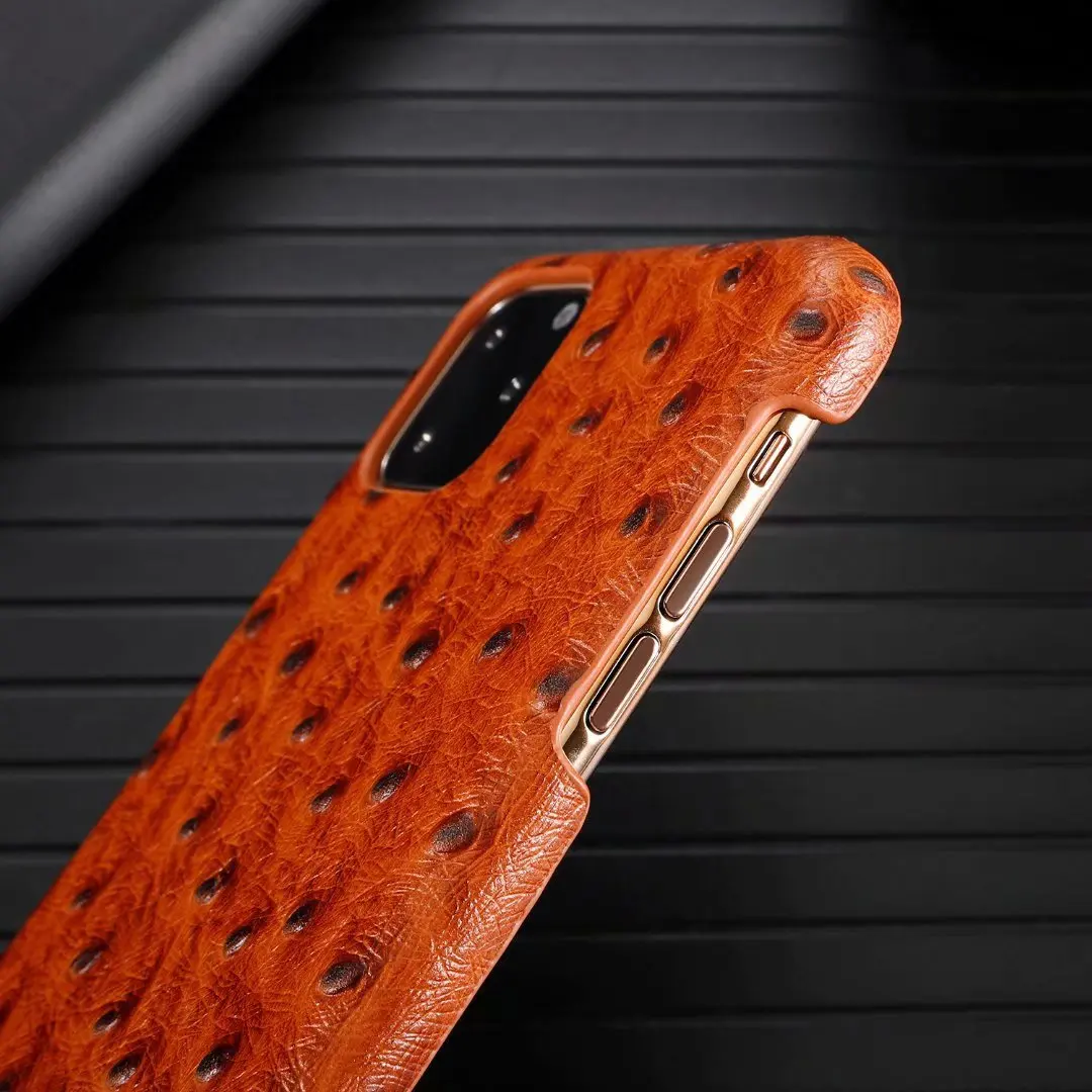 Роскошный чехол для телефона из натуральной кожи для Apple iPhone 11 Pro Max Cow Hide кожаный чехол Модный страусиный узор