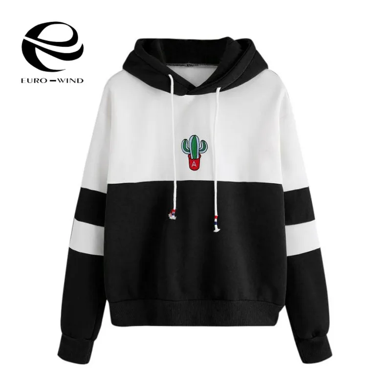  Autumn Women Long Sleeve Pullover Hooded Cactus Printed Sweatshirt Casual Winter Hoody Hoodies Swea