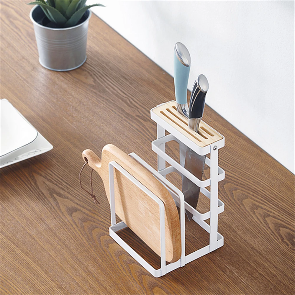 

Knife Block Cutting Board Holder Tools Organizer for Kitchen Storage Rack