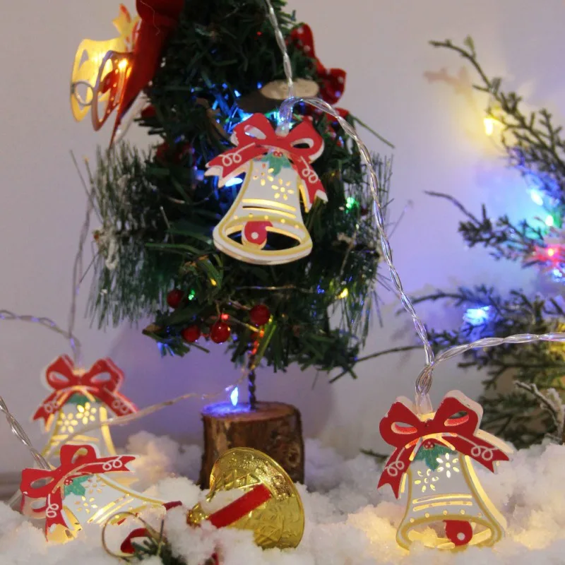 

Christmas Festival Led Light String Snowman Wrought Iron Lighting Santa Claus Bell Deer Lantern Lights Decoration New