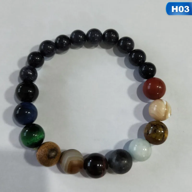 10MM Модный браслет из бисера с восьмью планетами, натуральный камень, Вселенная, эластичный браслет для пары, для женщин и мужчин, ювелирные изделия, подарки, Прямая поставка - Окраска металла: 10MM