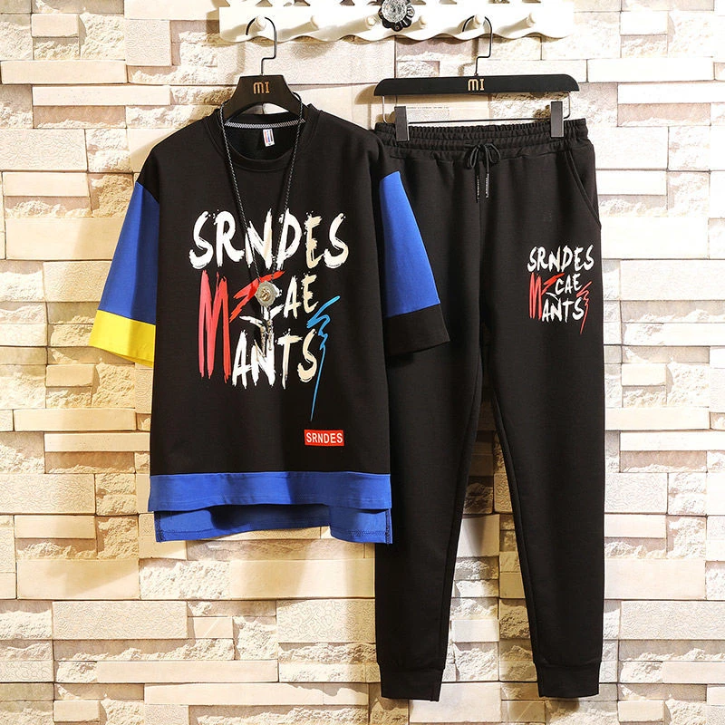 

2020 New Summer Youth Short-sleeved Boys Suit Students Korean Style Loose Shirt Summer T-shirt Casual Five-point Sleeve Clothes