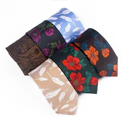 7cm Retro Tie Funny Creative HongKong Style Necktie Personality Red Blue Big Flower Cool Trampoline Shirt Neckwear Man Female