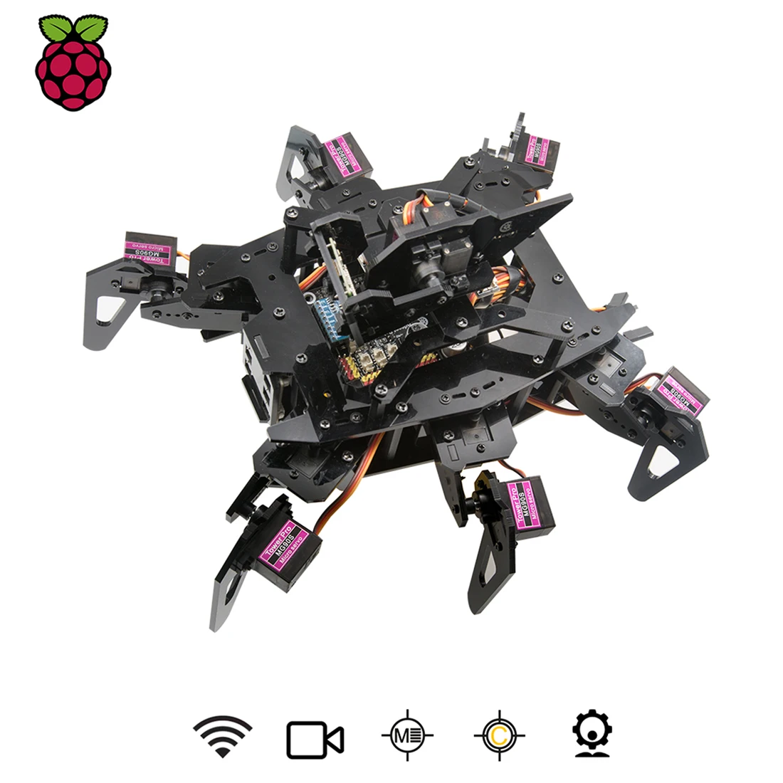 US $117.03 RaspClaws Hexapod Spider Robot Kit with OpenCV Target Tracking Video Transmission Crawling Robot for Raspberry Pi 3 Model BB