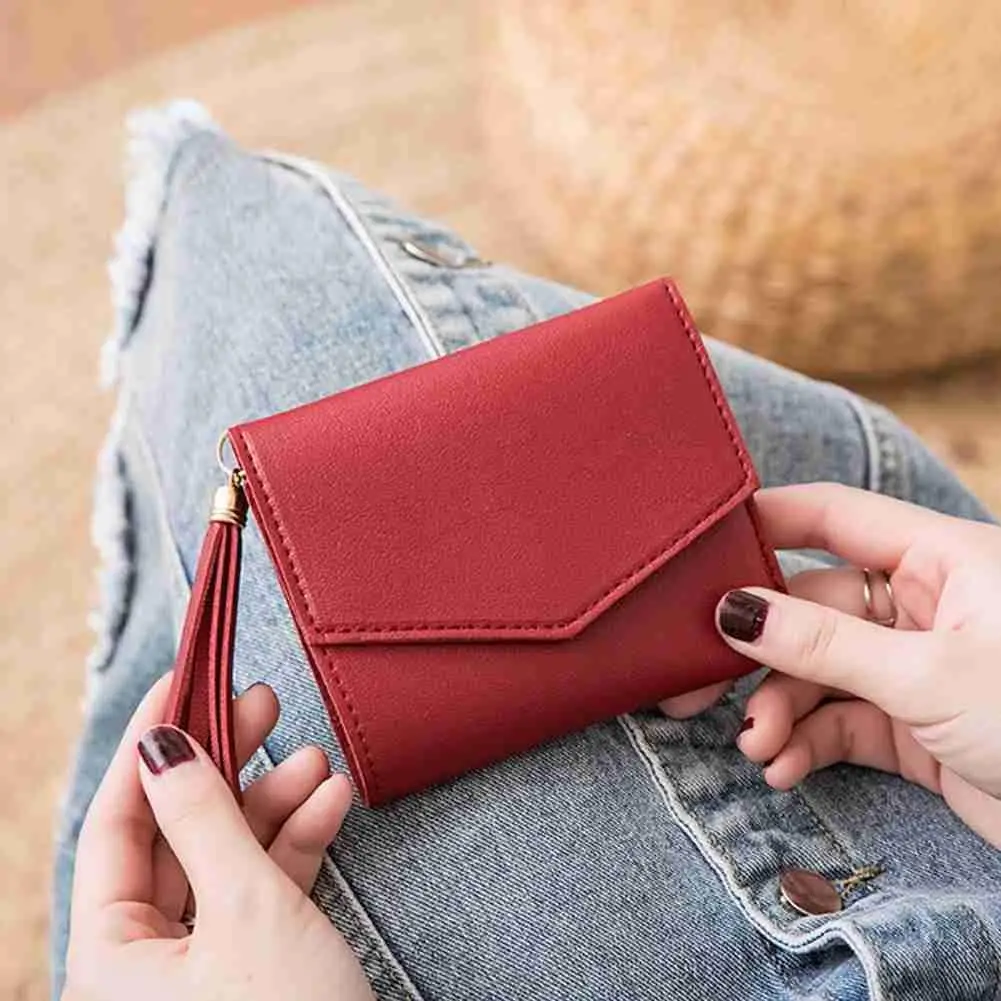 Cartera corta de sintético para mujer, billetera cuadrada Simple, billetera de ocio a la moda, tarjetero corto, tendencia femenina A1P2, 2021|Monederos| - AliExpress