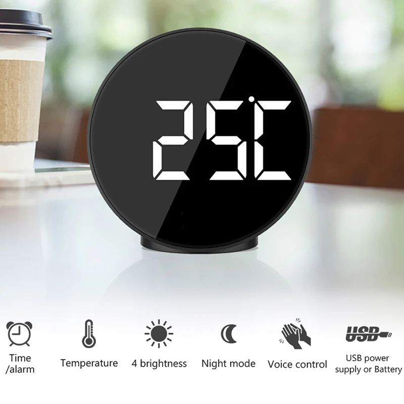 Цифровой будильник Led Голосовое управление ночной режим электронные часы с большой температурой домашний декор настольные часы будильник светильник