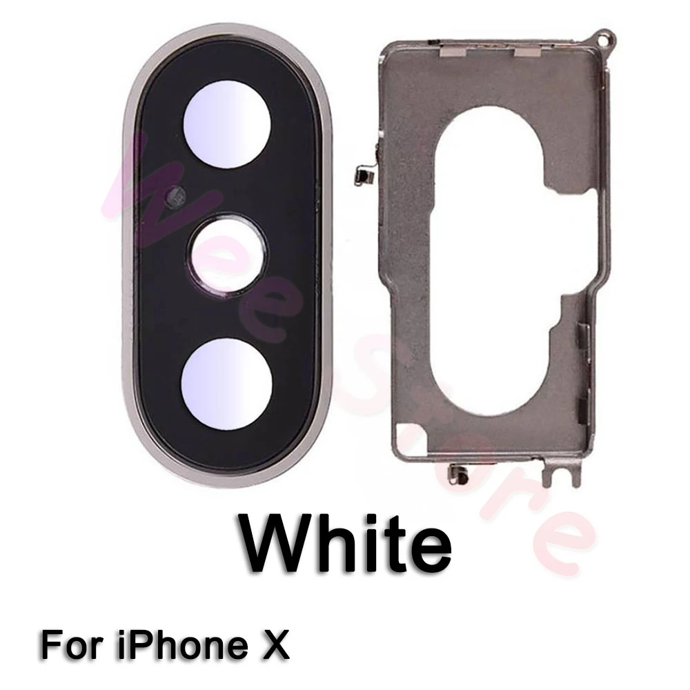Сапфировое Хрустальное заднее стекло камеры кольцо для iPhone X Xs Max XR Оригинальное кольцо объектива камеры Замена крышки - Цвет: X White